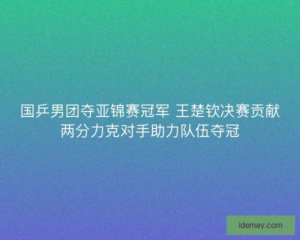 国乒男团夺亚锦赛冠军 王楚钦决赛贡献两分力克对手助力队伍夺冠